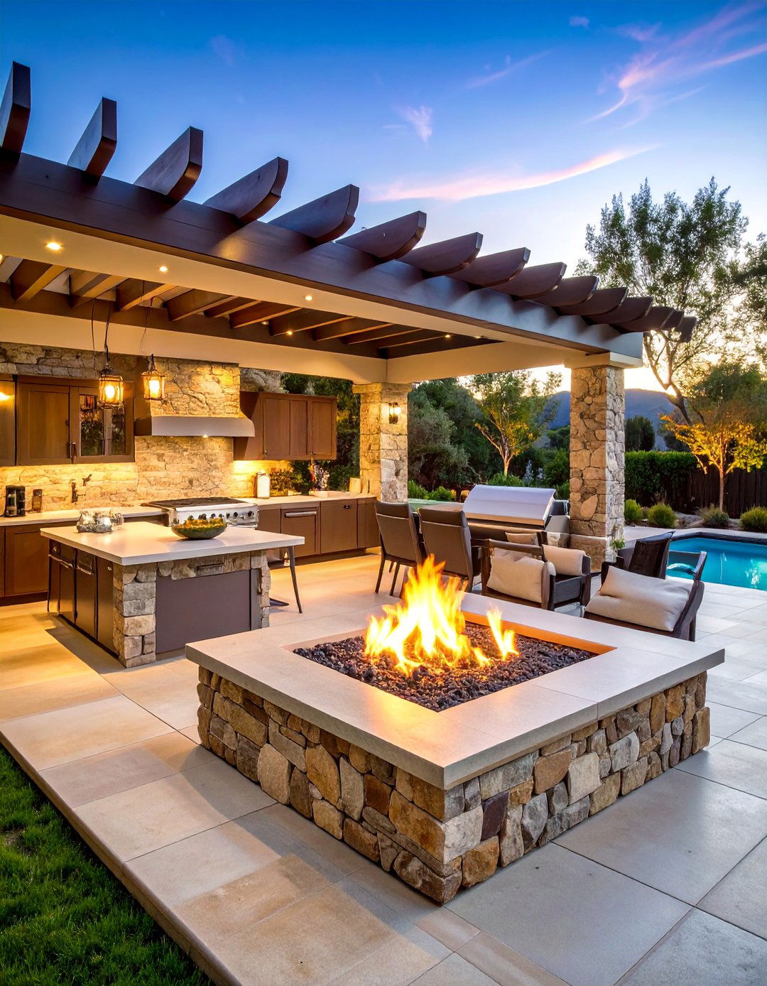 Fire Pit with Outdoor Kitchen Integration - 25 Backyard Fire Pit Ideas Landscaping