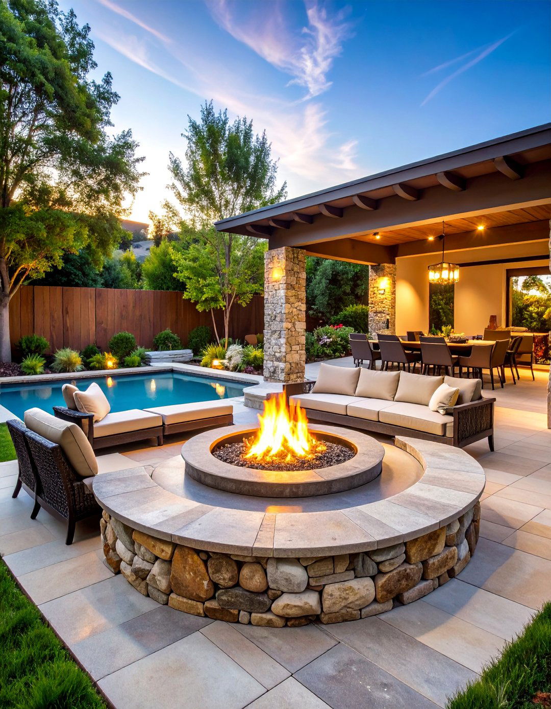 Fire Pit with Water Feature Combination - 25 Backyard Fire Pit Ideas Landscaping