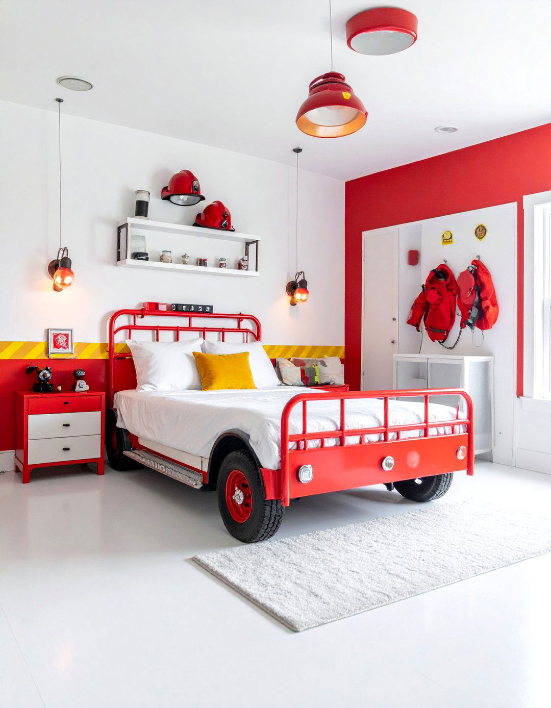 Fire Station Emergency Response Theme - 25 Red Boy Room Ideas