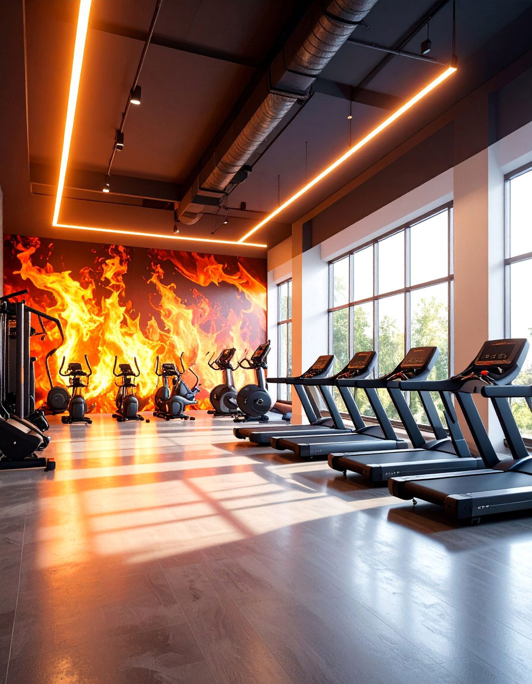 Fire and Energy Flame Gym Mural - 25 Gym Murals