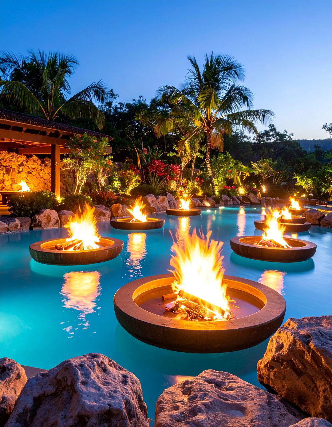 Fire and Water Lagoon Spectacle - 25 Lagoon Pool Design Ideas