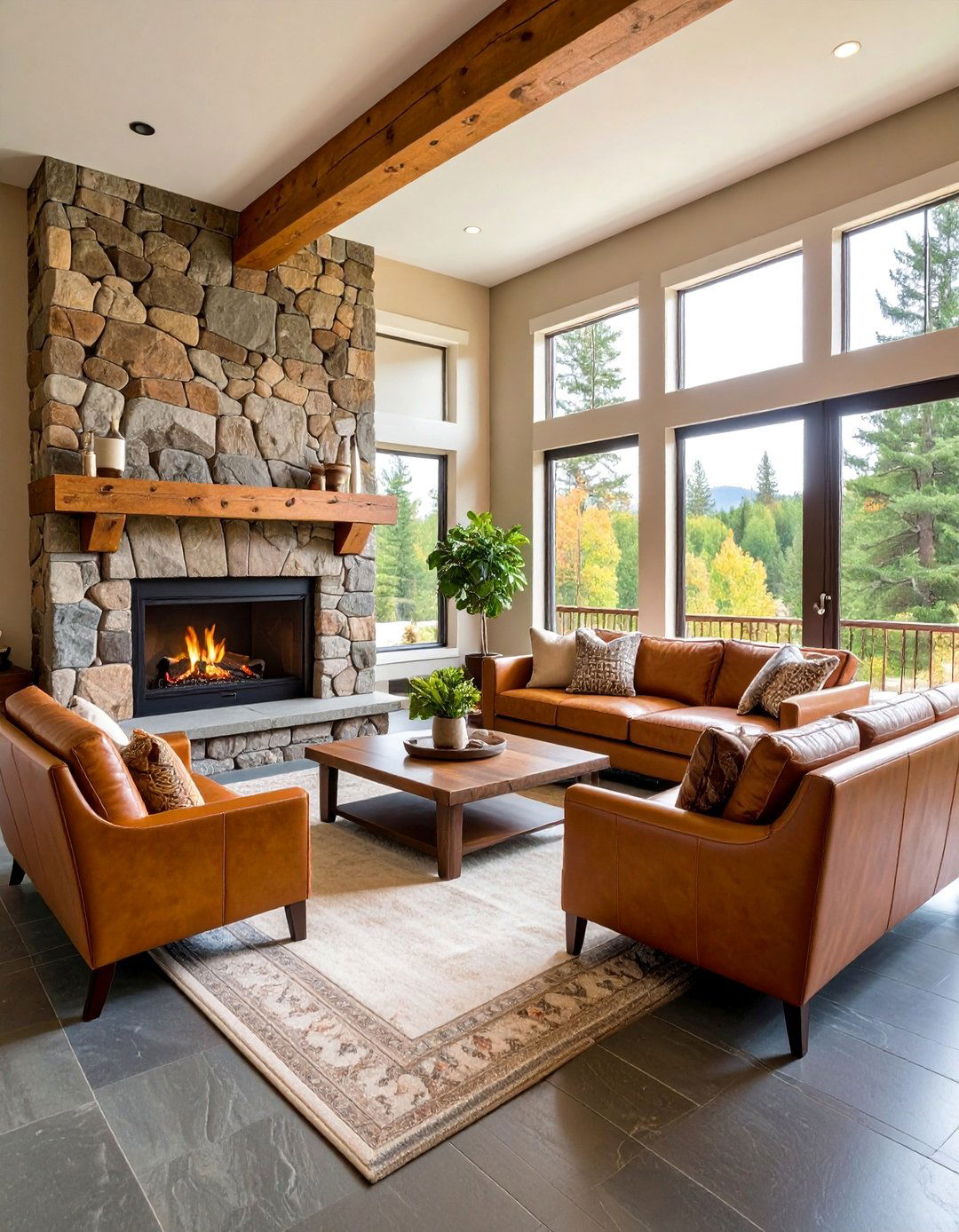Fireplace Focused Black Floor Living Room - 25 Black Floor Living Room Ideas