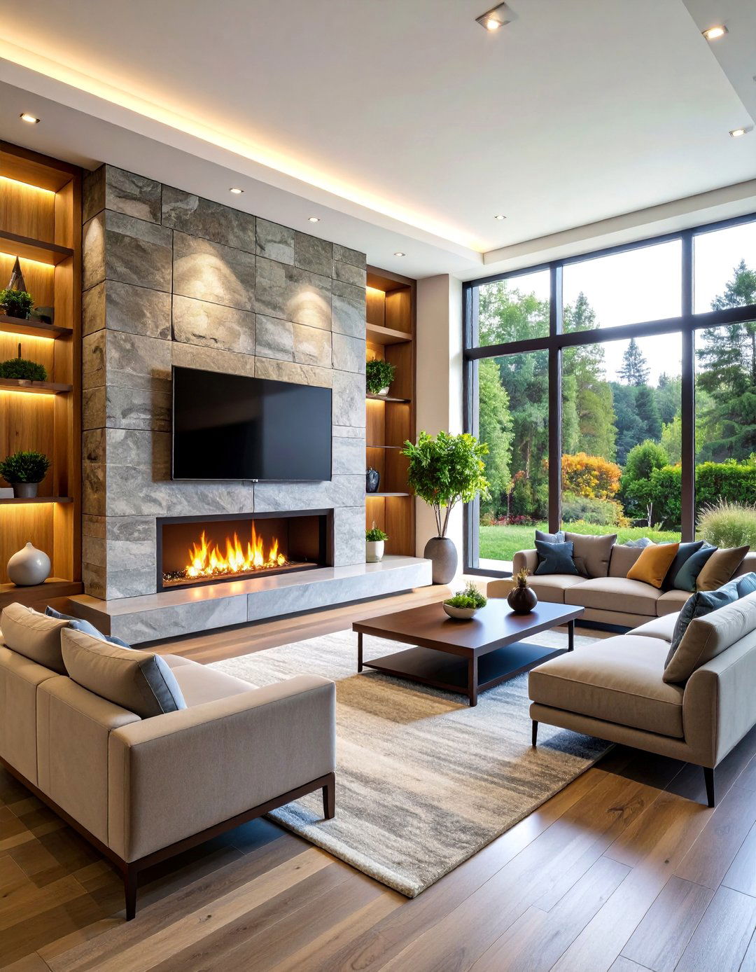 Fireplace and TV Combination Wall - 25 Tv Wall Ideas