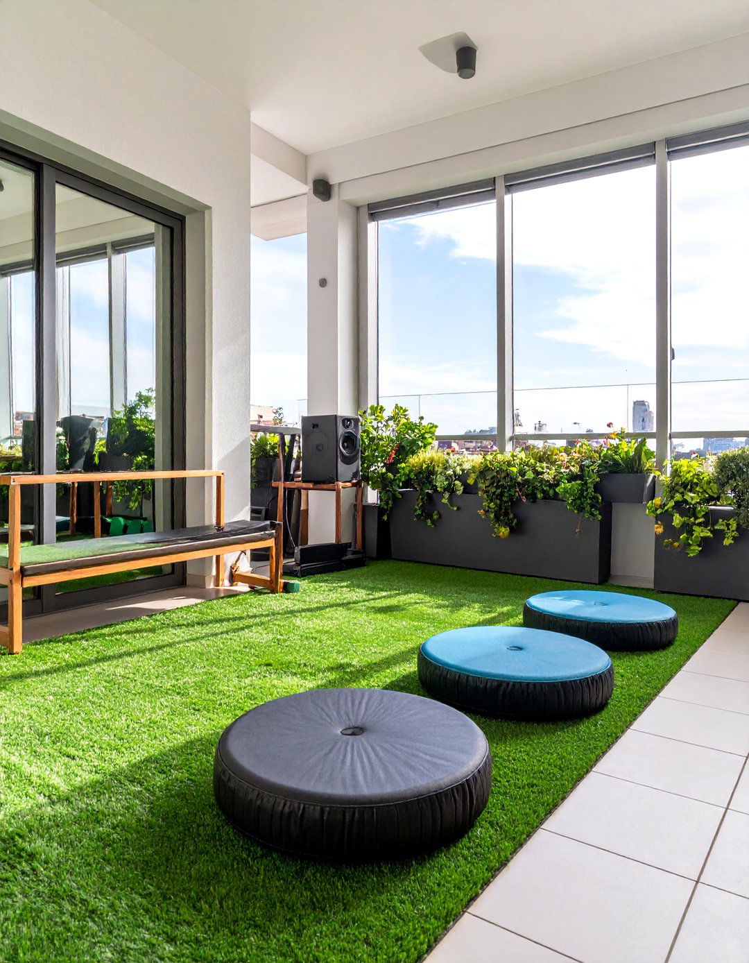 Fitness Workout Artificial Grass Studio - 25 Artificial Grass Balcony Design