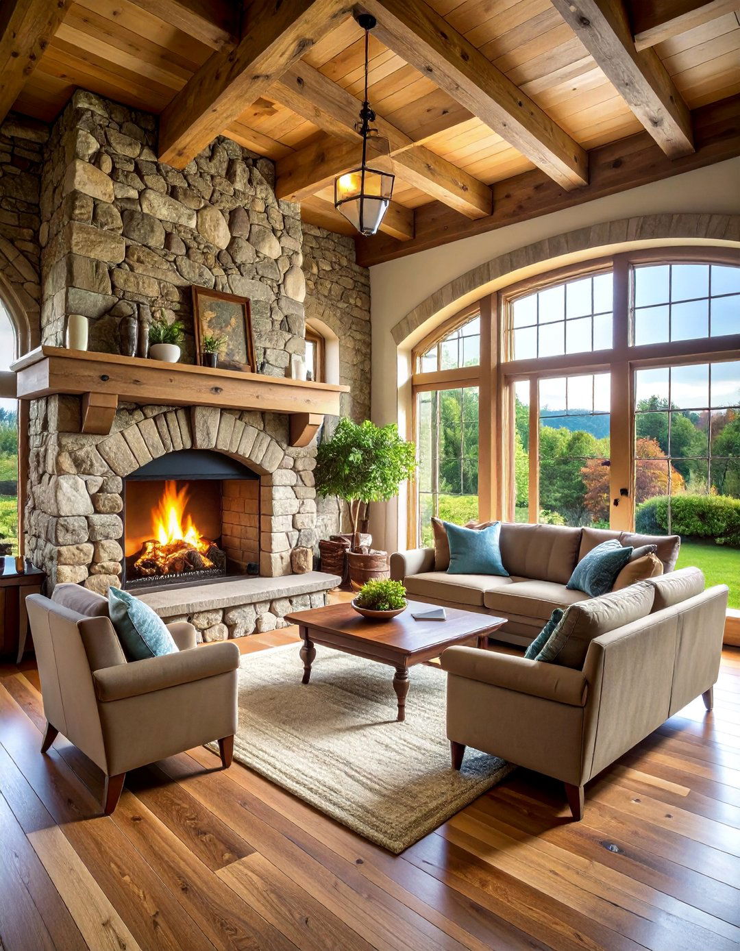 Flagstone Fireplace with English Cottage Styling - 25 Floor to Ceiling Stone Fireplace Ideas