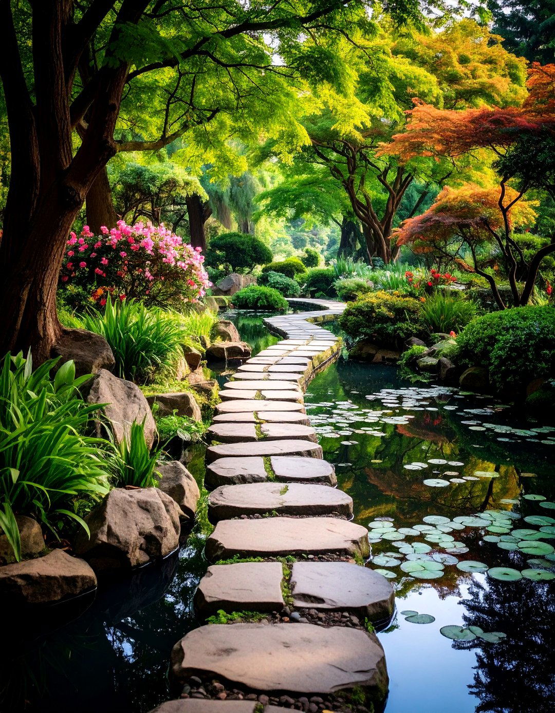 Flagstone Walkway Around Water Features - 25 Flagstone Walkway Ideas