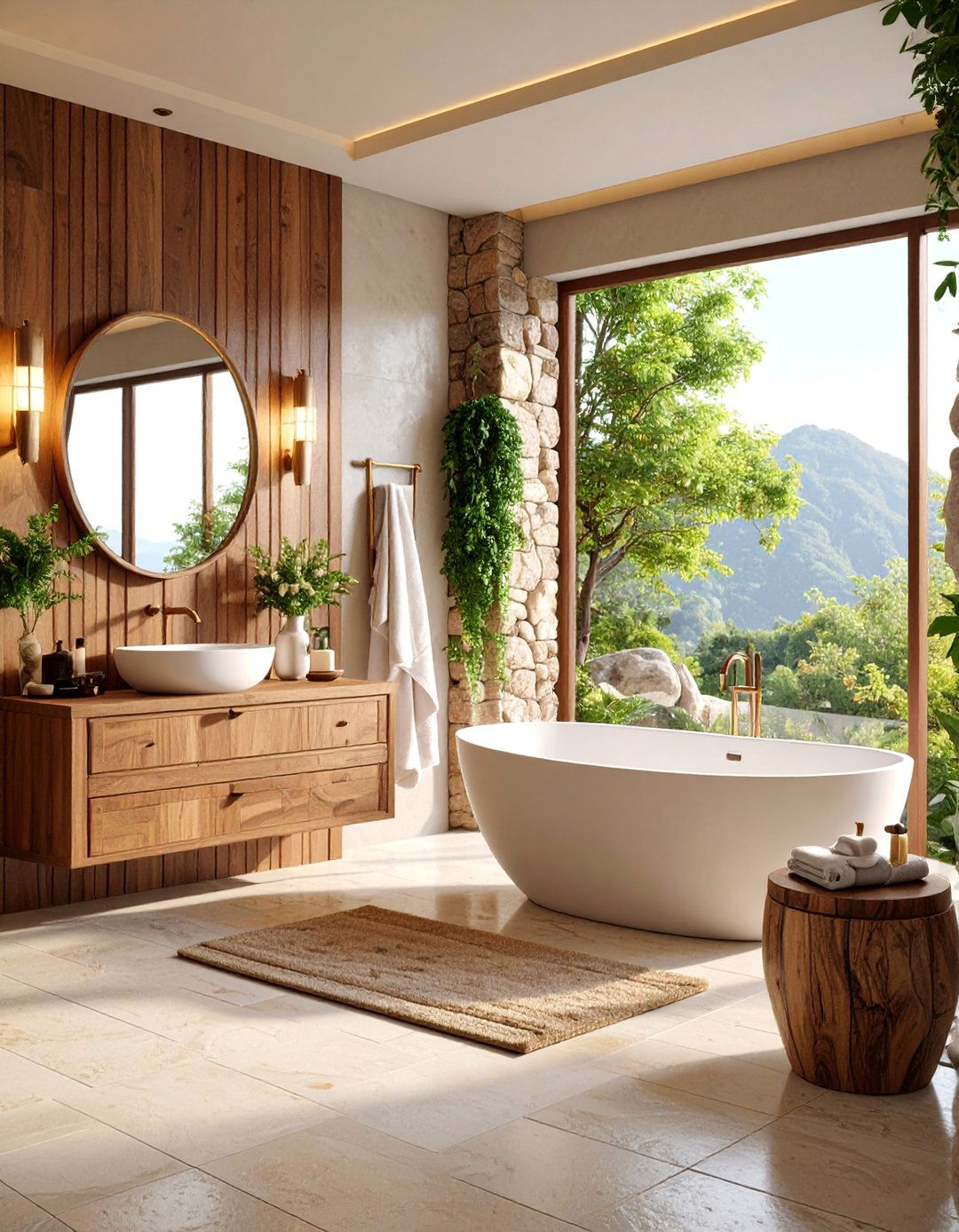 Flagstone and Mahogany Heritage Bathroom - 25 Earthy Bathroom Ideas