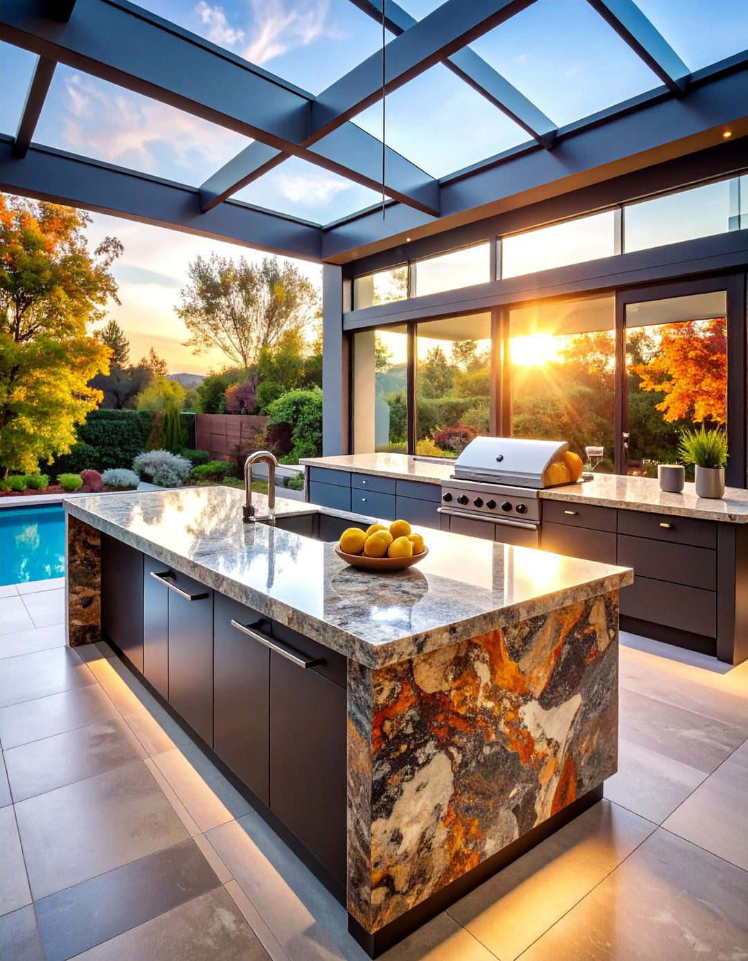 Flamed Granite with Anti Slip Texture - 25 Types of Outdoor Kitchen Countertops