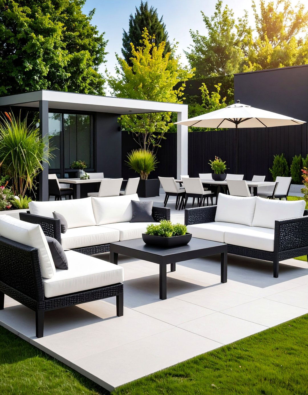 Flexible Modular Patio with Reconfigurable Elements - 25 Black and White Patio Ideas