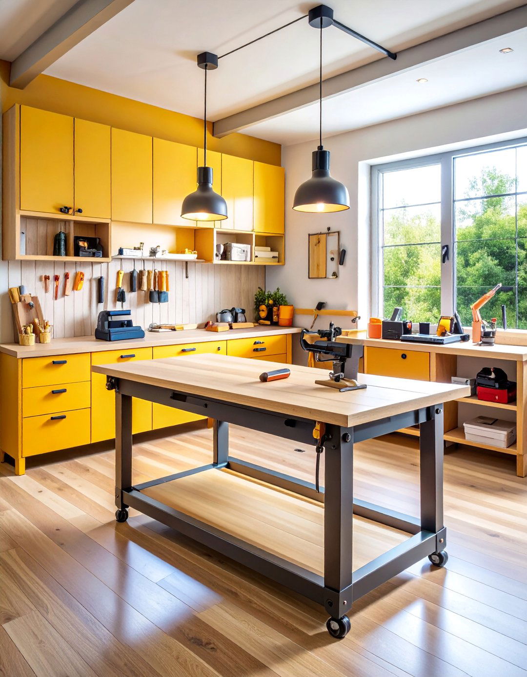 Flip Top Workbench with Hidden Tool Storage - 25 Power Tool Storage Ideas