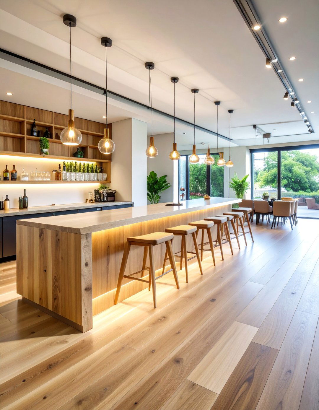 Floating Ash Live Edge Bar Countertop - 25 Wood Countertop Ideas