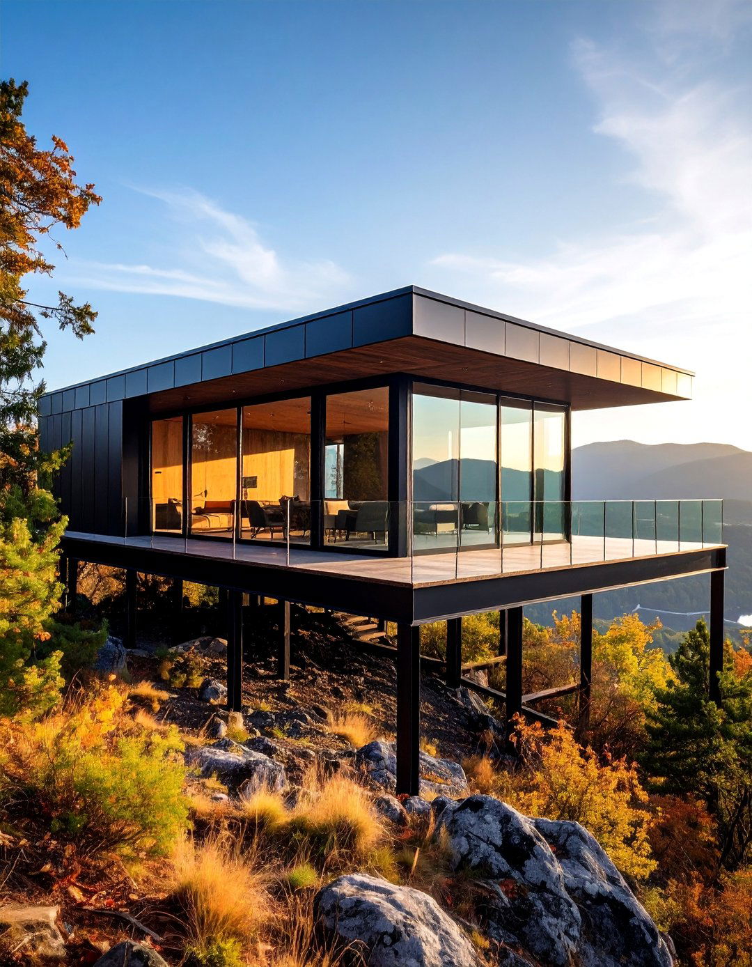 Floating Black Platform House - 25 Modern Black Houses