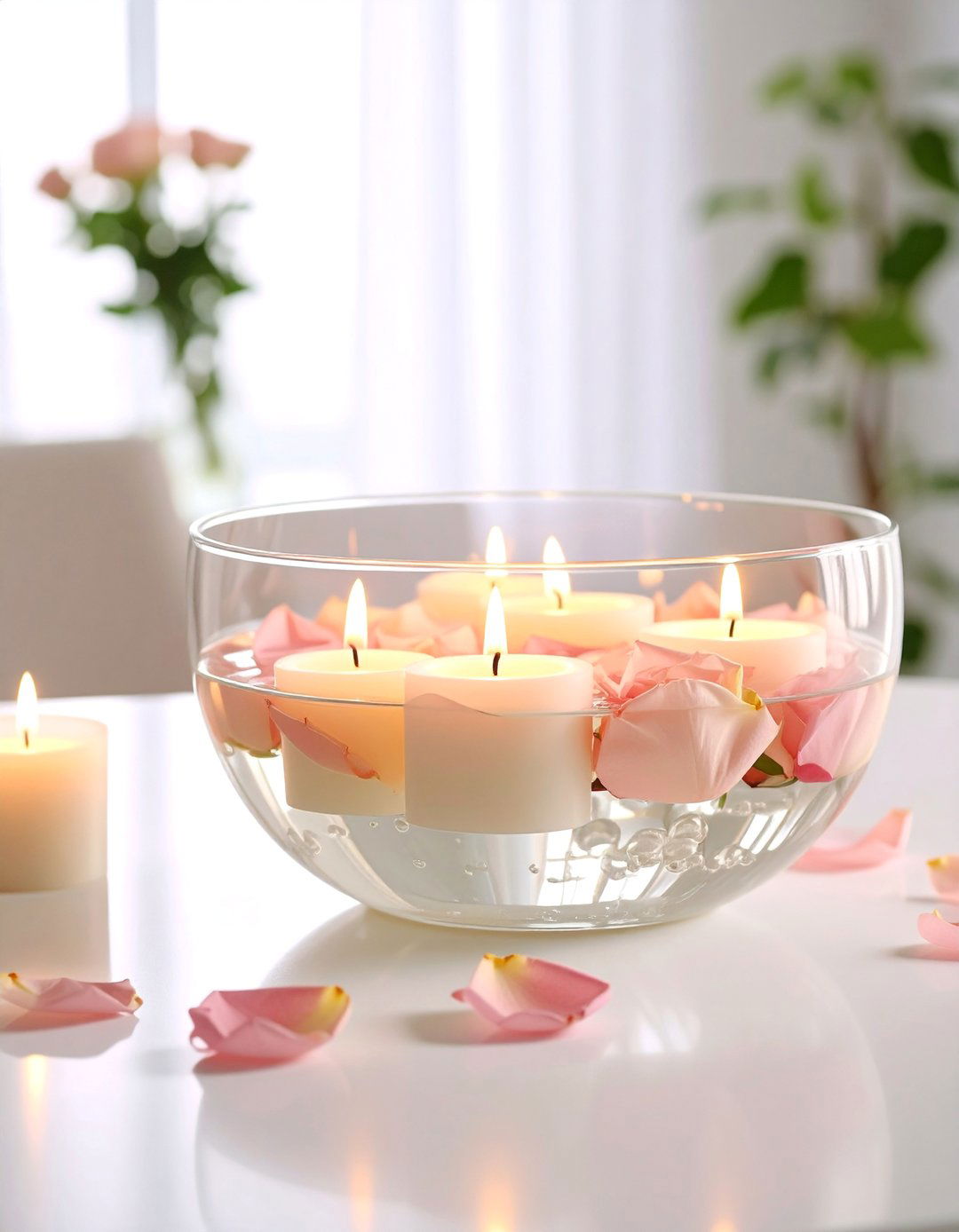 Floating Candle Bowl Arrangement