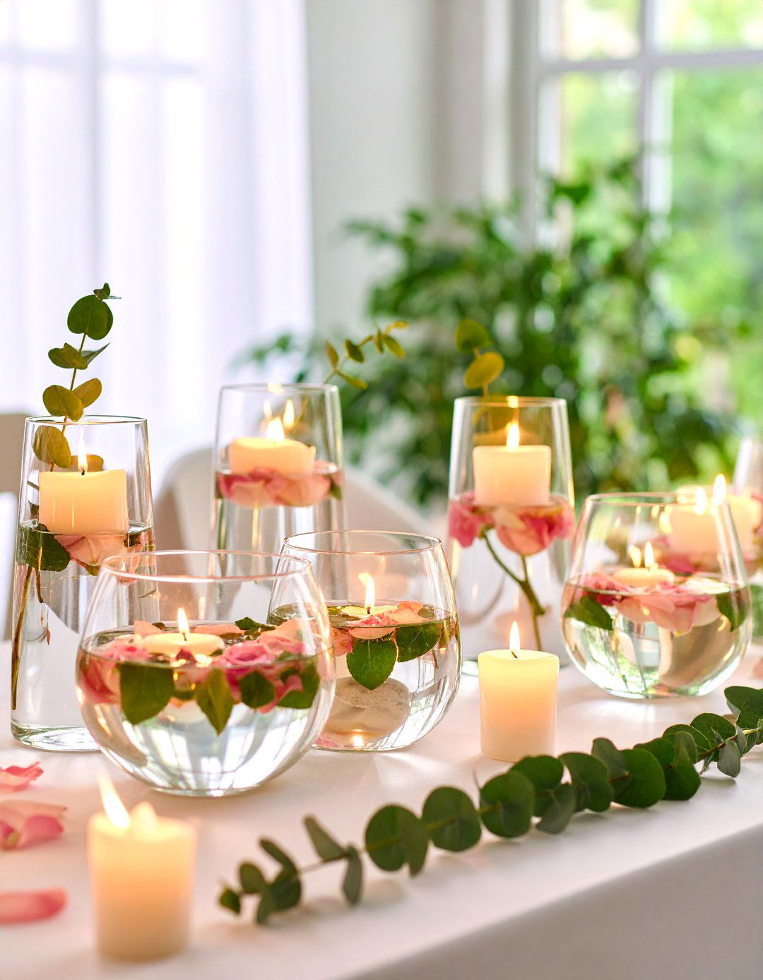 Floating Candle Garden Centerpiece - 25 Wedding Centerpiece Ideas