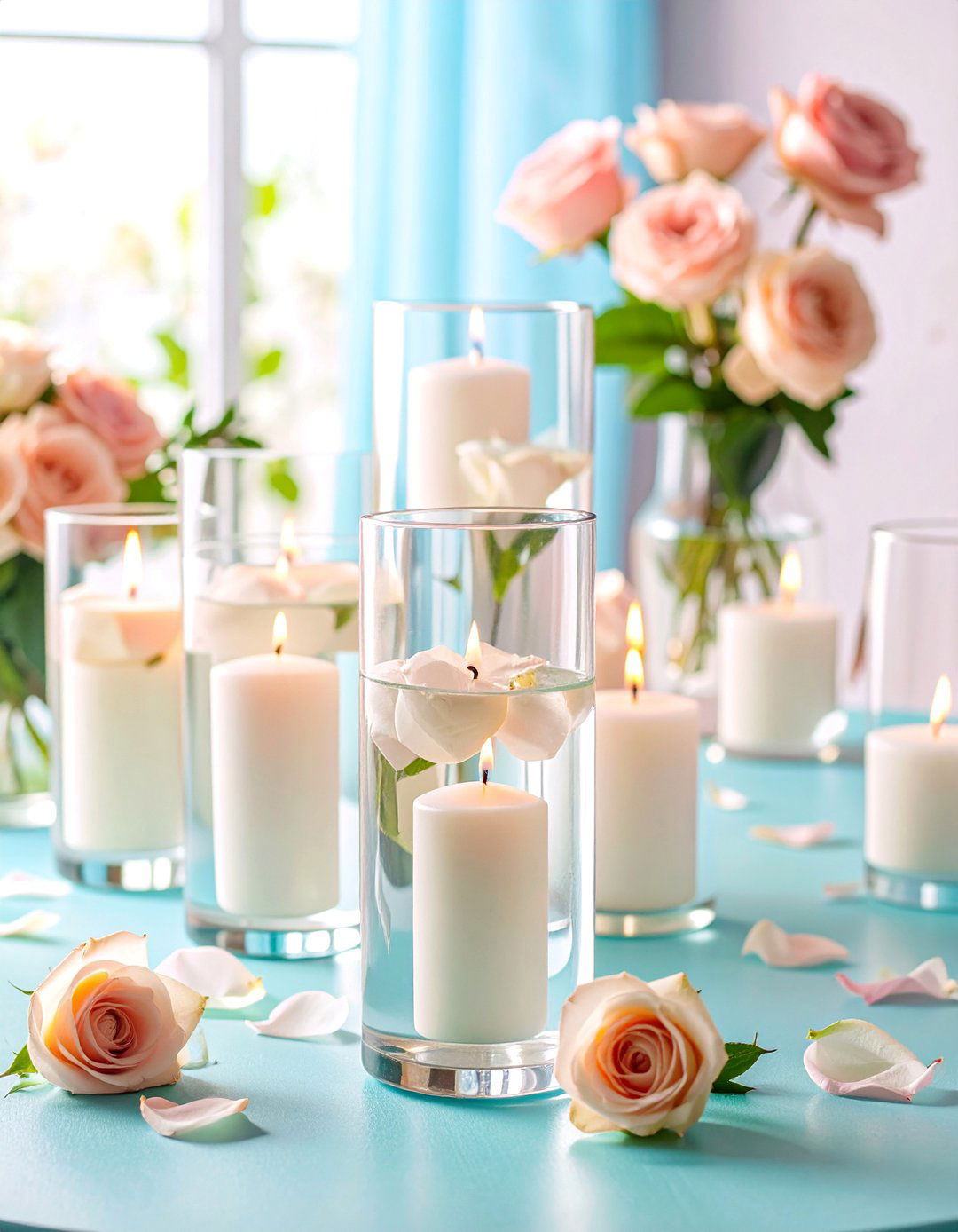 Floating Candle Hurricane Centerpiece - 25 non-floral wedding centerpiece ideas