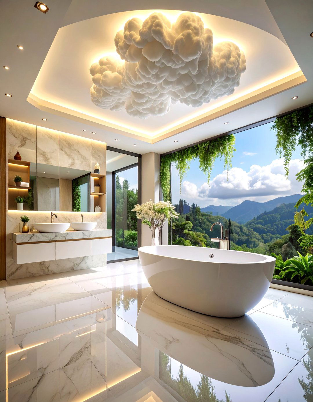 Floating Ceiling Cloud Design - 25 Bathroom Ceiling Ideas