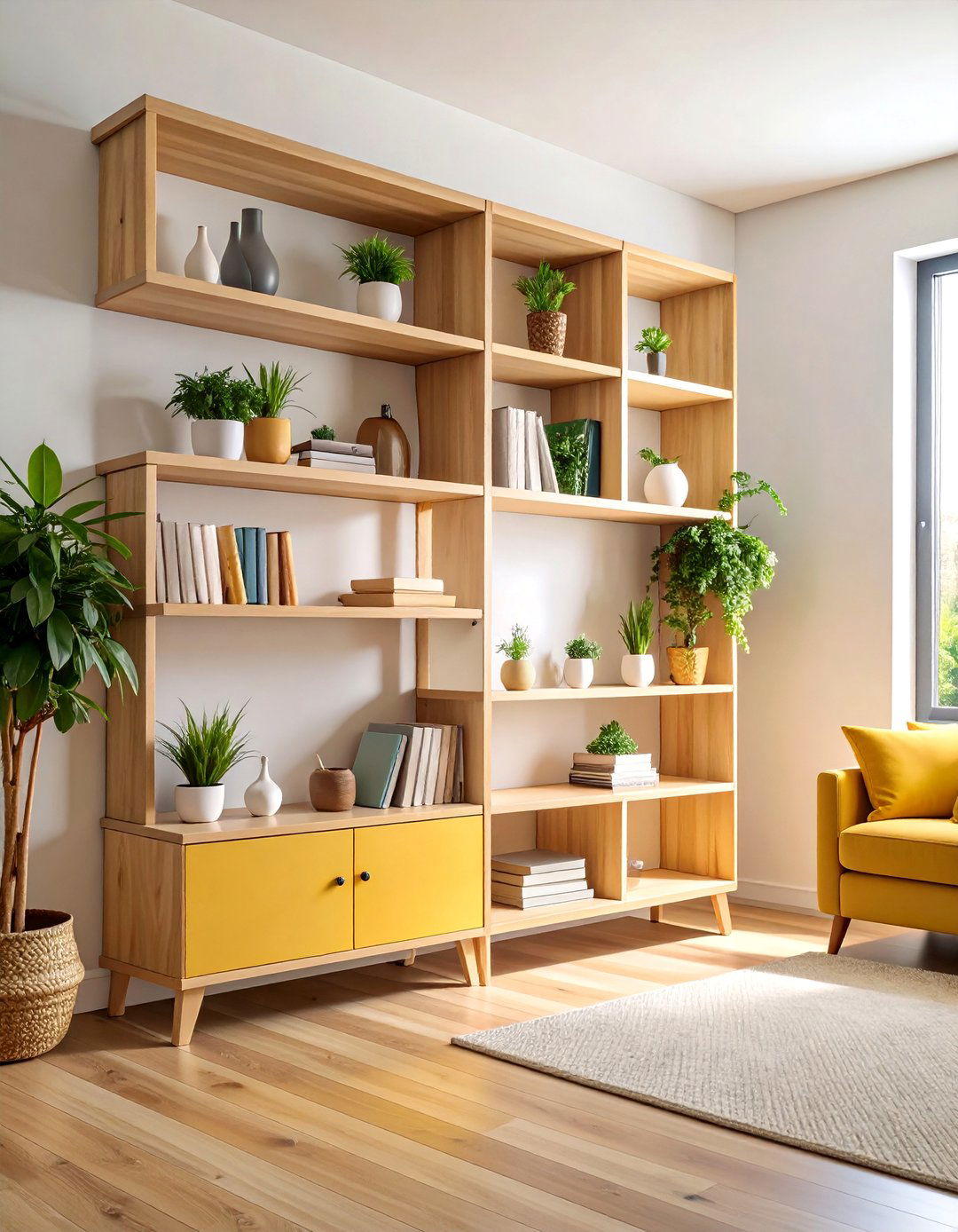 Floating Corner Bookshelf System - 25 Living Room Bookshelf Ideas