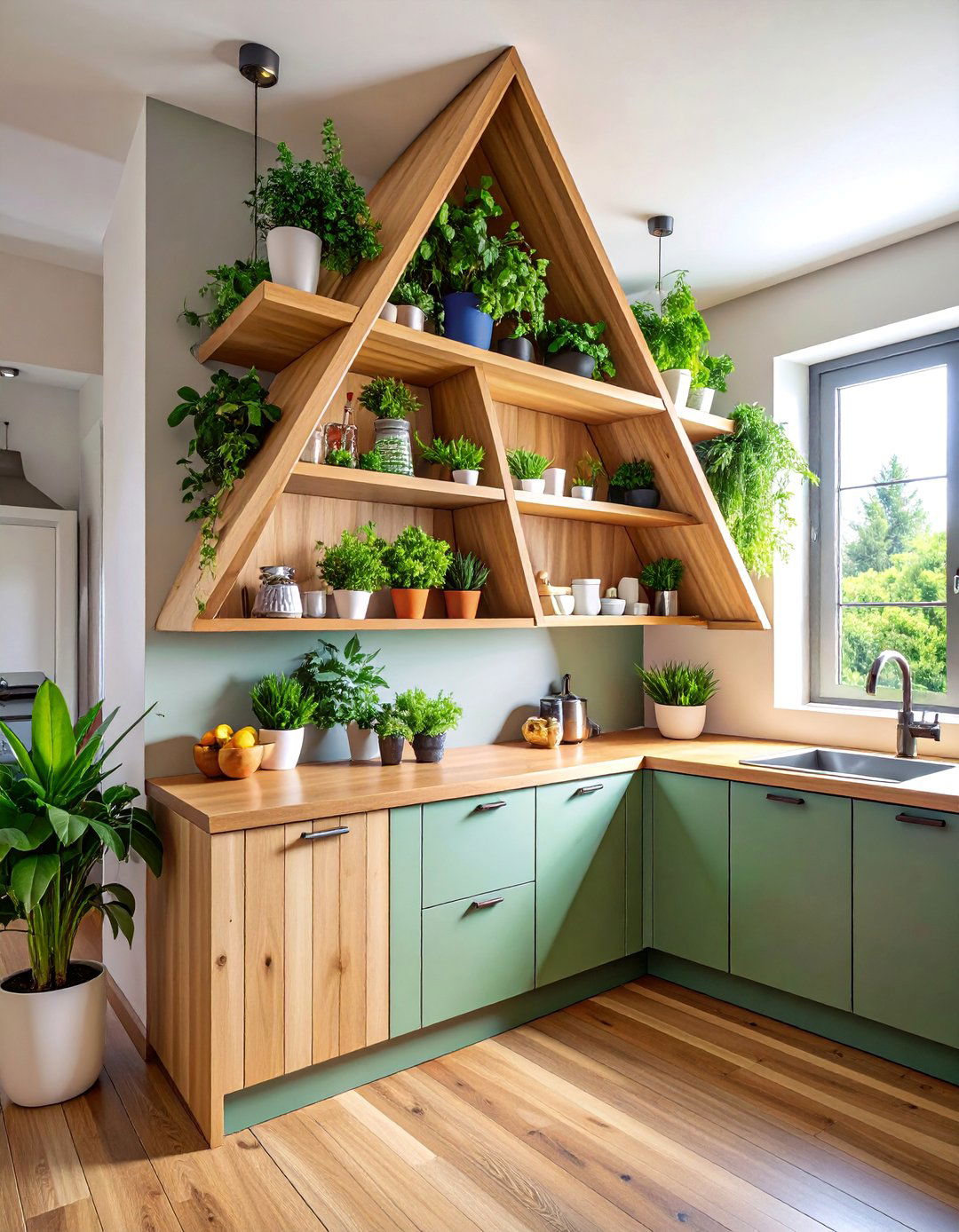 Floating Corner Plant Shelves - 25 Kitchen Wall Decor Ideas