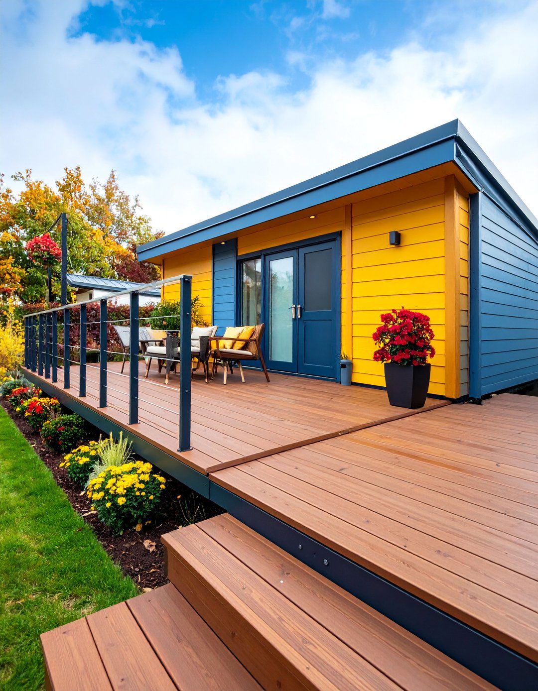 Floating Deck with Modern Composite Materials - 25 Mobile Home Deck Ideas