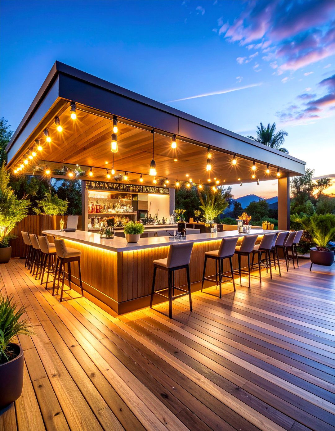 Floating Deck with Outdoor Bar and Entertainment - 25 Floating Deck Ideas