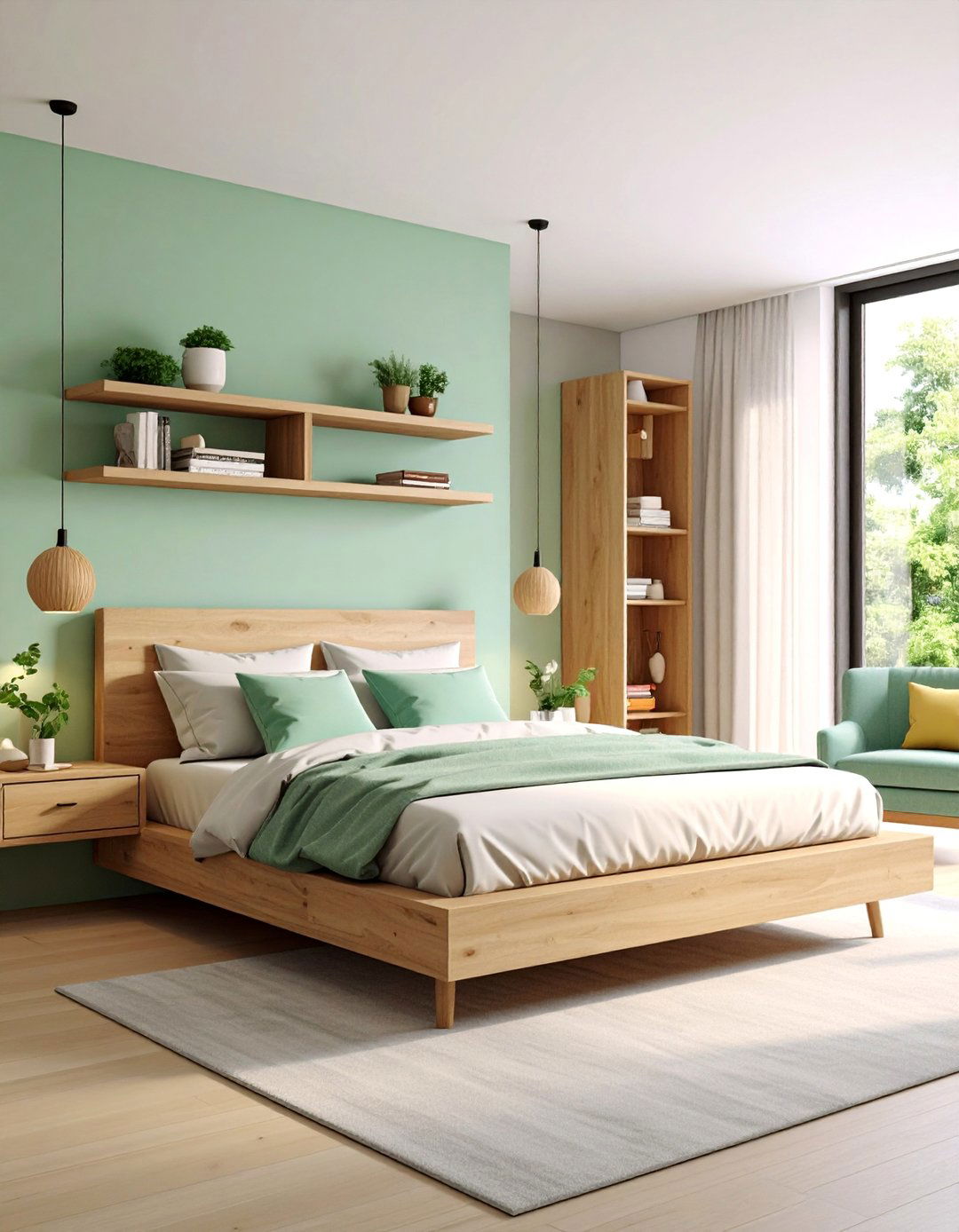 Floating Furniture Scandinavian Bedroom with Clean Lines - 25 Scandinavian Bedroom Ideas