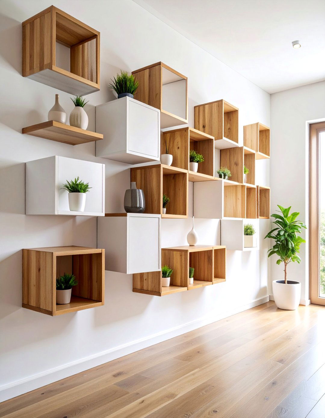 Floating Hallway Storage Cubbies with Modern Design - 25 Hallway Storage Ideas