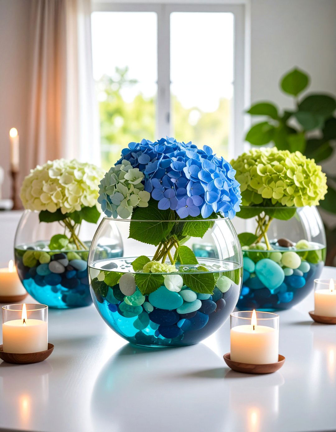 Floating Hydrangea Bowl Centerpiece - 25 Hydrangea Centerpiece Ideas