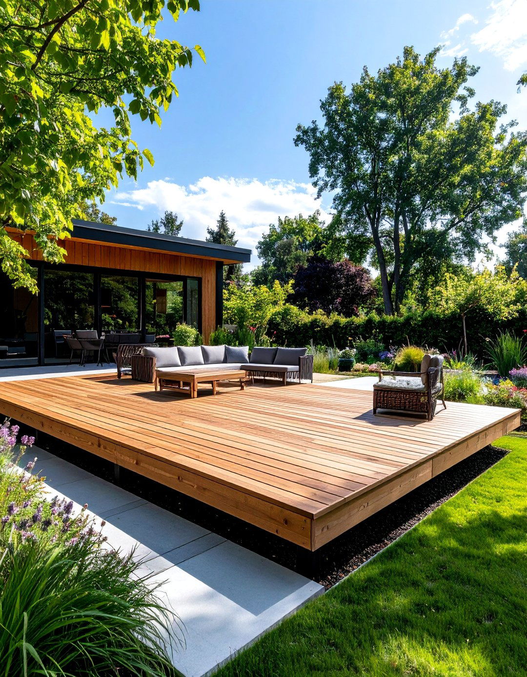 Floating Island Deck for Large Yards - 25 Backyard Deck Ideas on a Budget