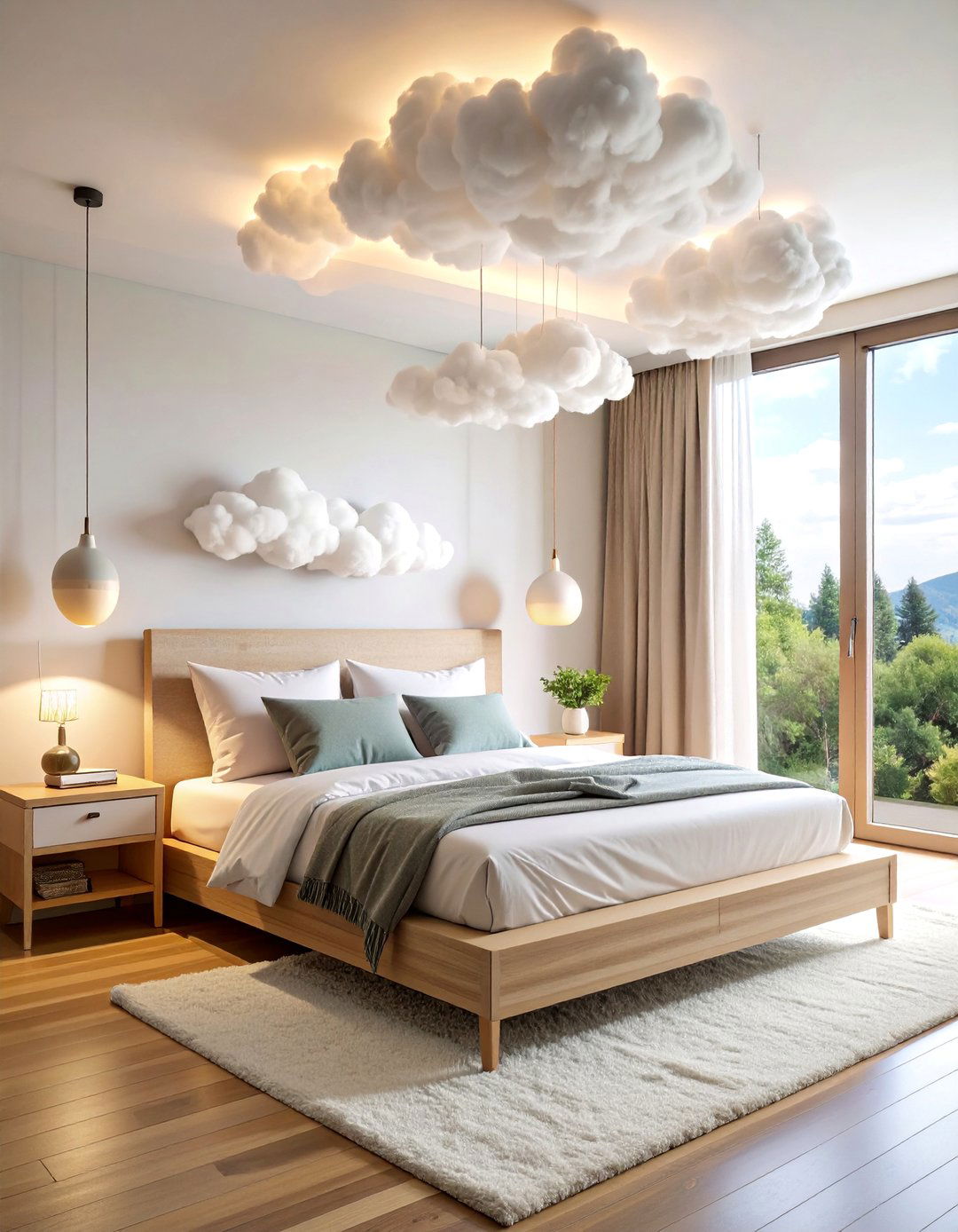 Floating LED Cloud Ceiling Bedroom - 25 Cloud Themed Bedroom Ideas