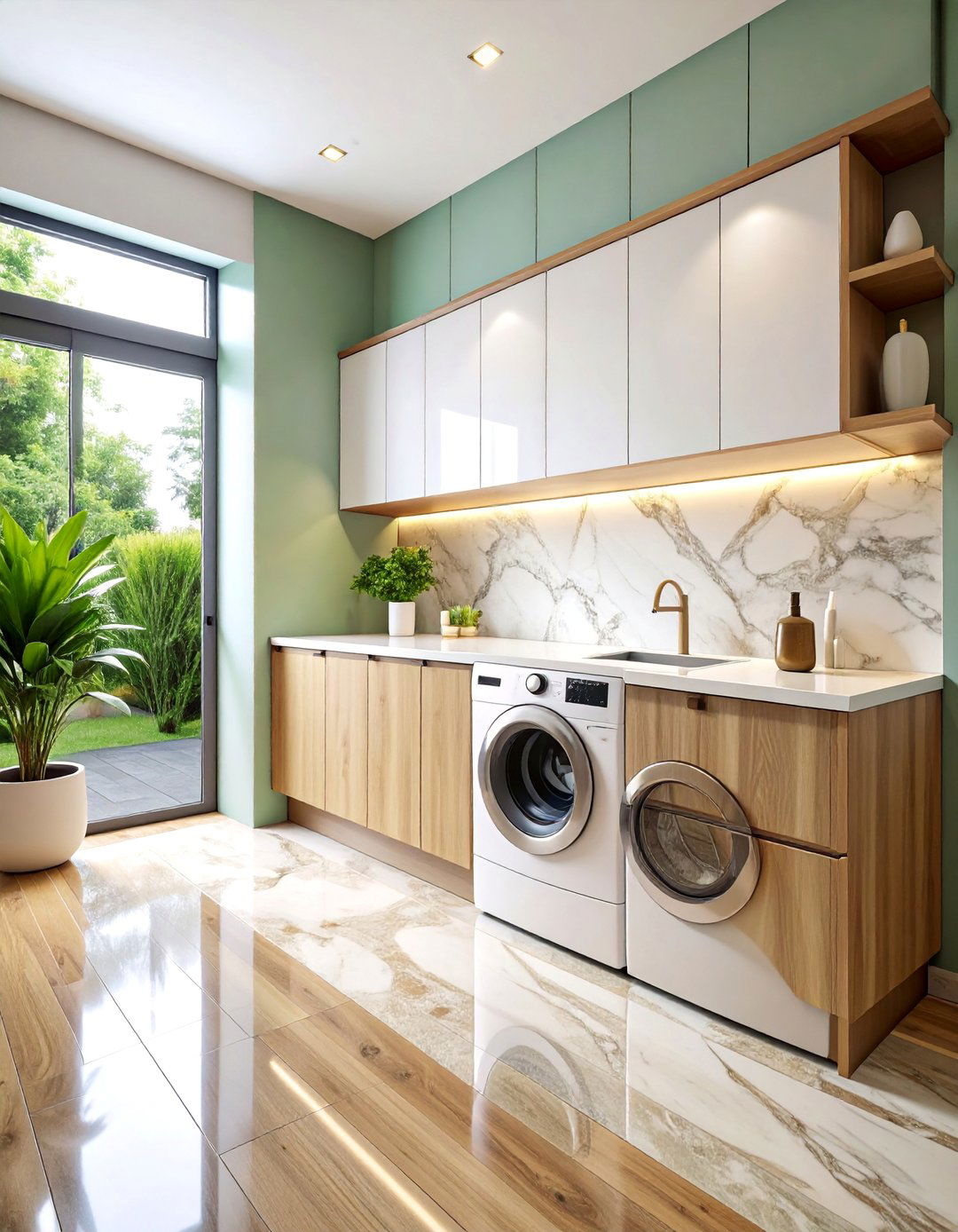 Floating Laminate Laundry Room Countertops for Budget Conscious Design - 25 Laundry Room Countertop Ideas
