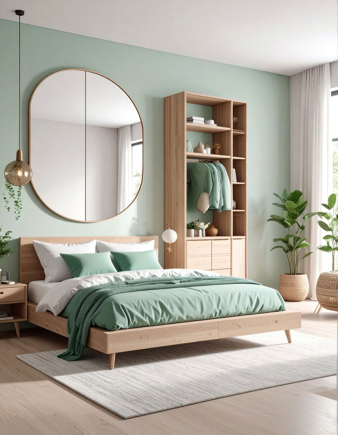 Floating Mirror Shelf Combination - 25 Bedroom Mirror Ideas