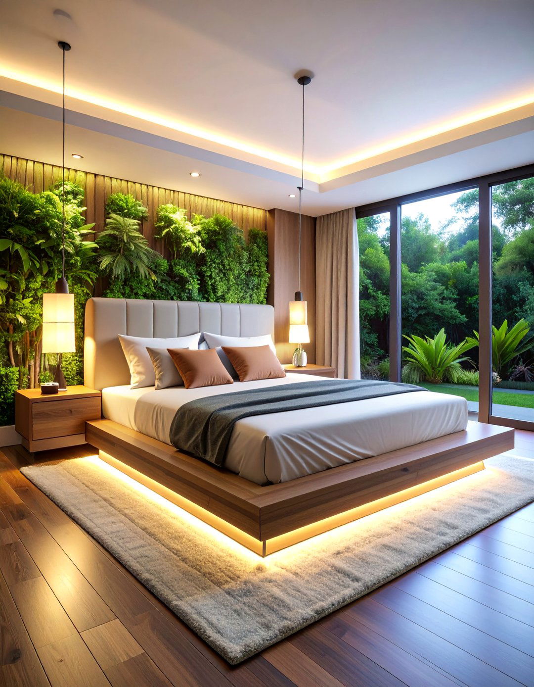 Floating Platform Bed with Under Lighting - 25 romantic bedroom ideas