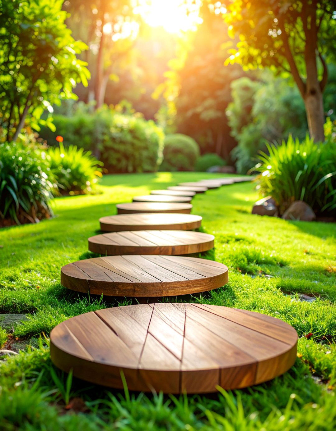 Floating Platform Stepping Stones - 25 Wooden Walkway Ideas