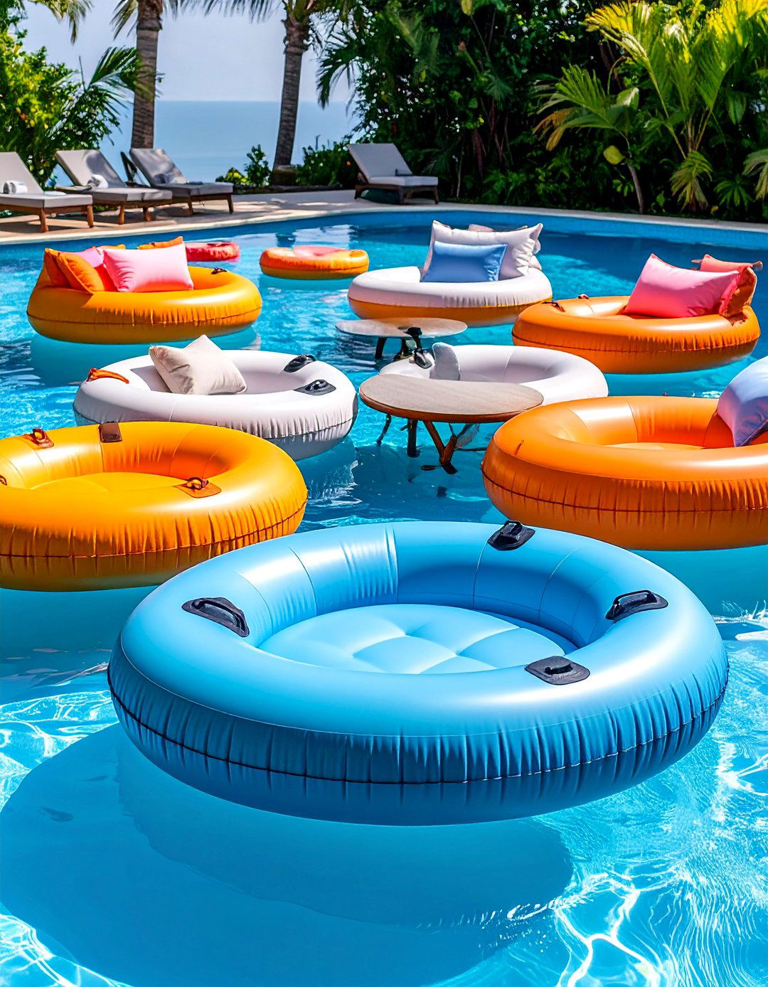 Floating Pool Furniture with Inflatable Luxury Seating - 25 Pool Furniture Ideas