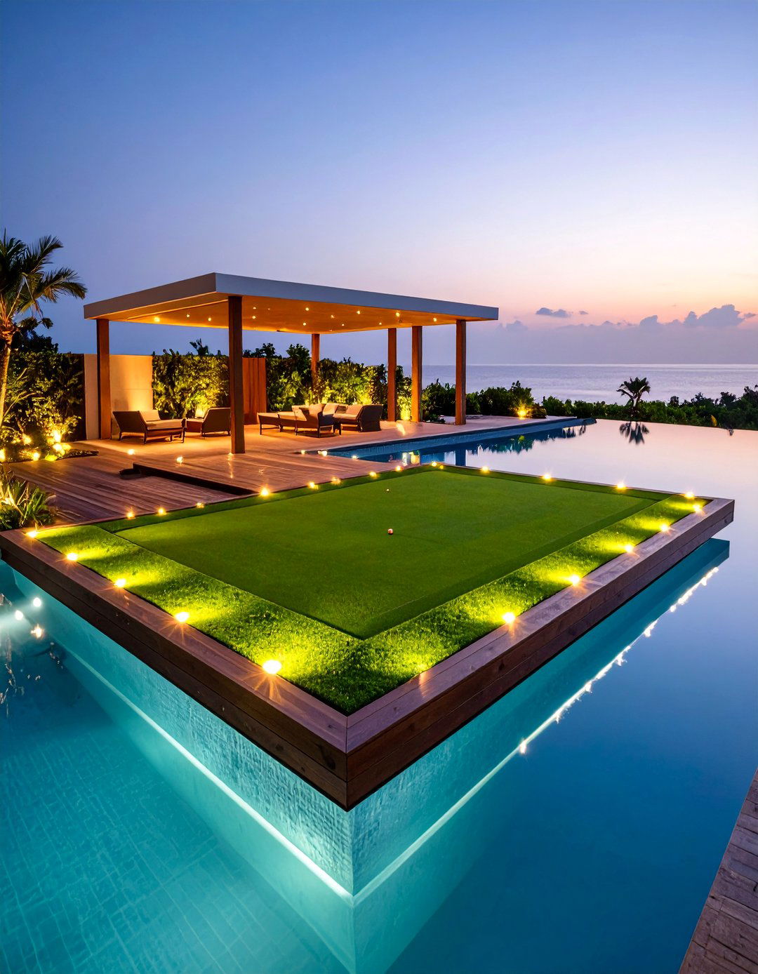 Floating Putting Green for Pool Areas - 25 Backyard Putting Green Ideas