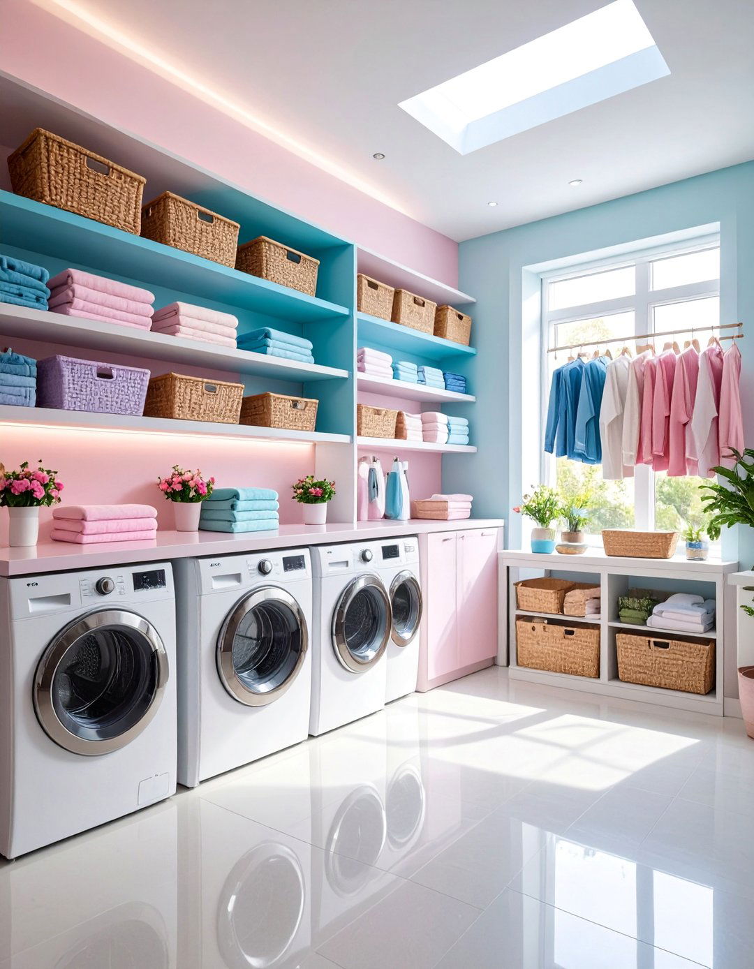 Floating Shelf Basket Display - 25 Laundry Basket Storage Ideas