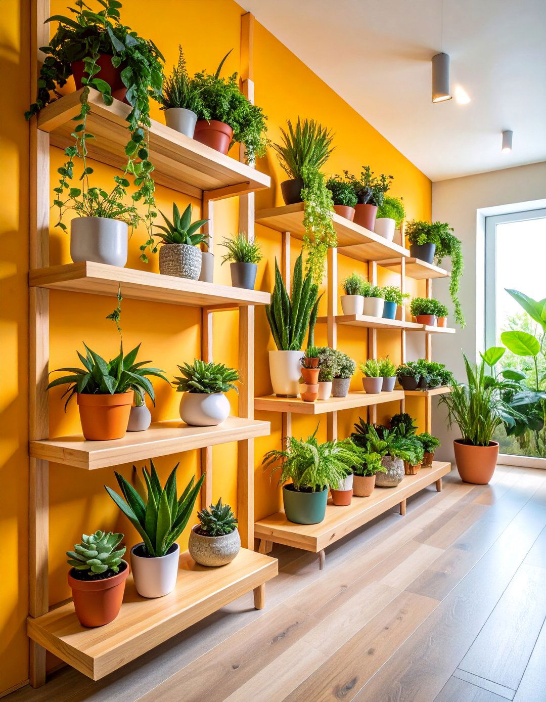 Floating Shelf Botanical Gallery - 25 Indoor Plant Wall Ideas