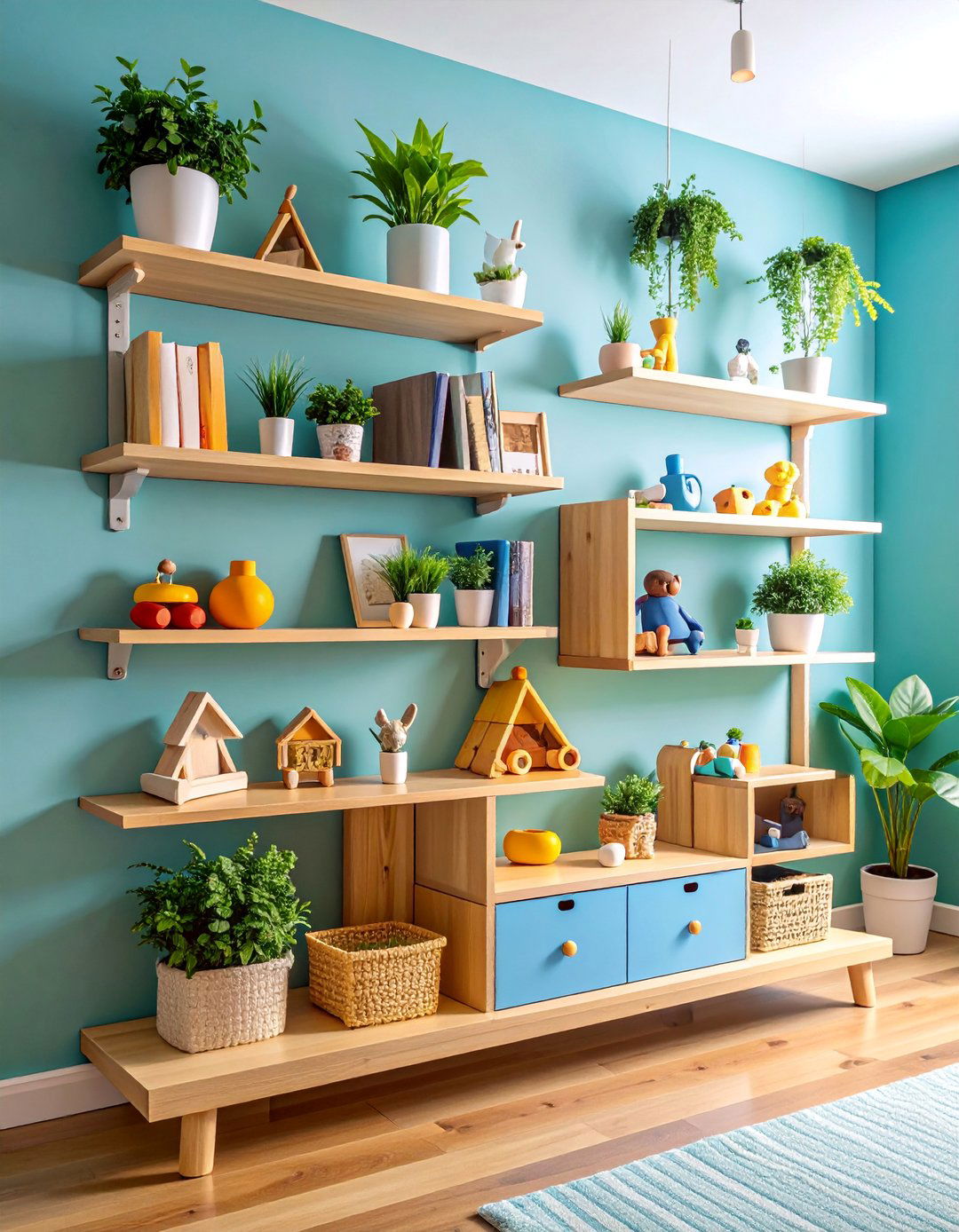 Floating Shelf Display Wall - 25 Nursery Wall Decor Ideas