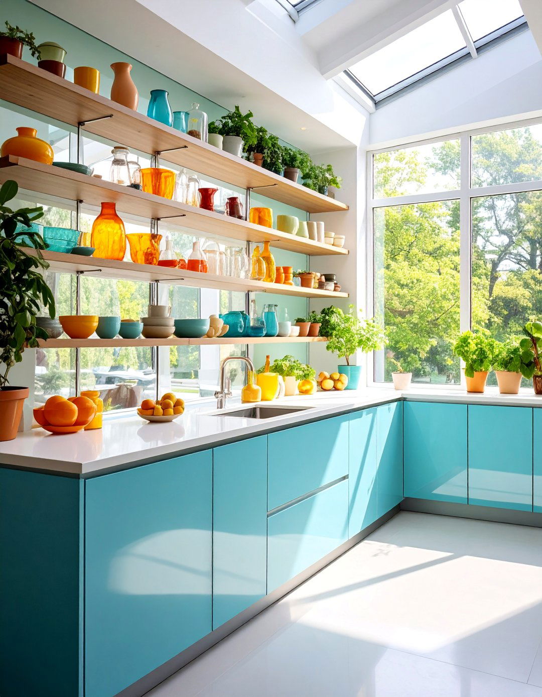 Floating Shelf Display for Decorative Storage - 25 Kitchen Bay Window Ideas