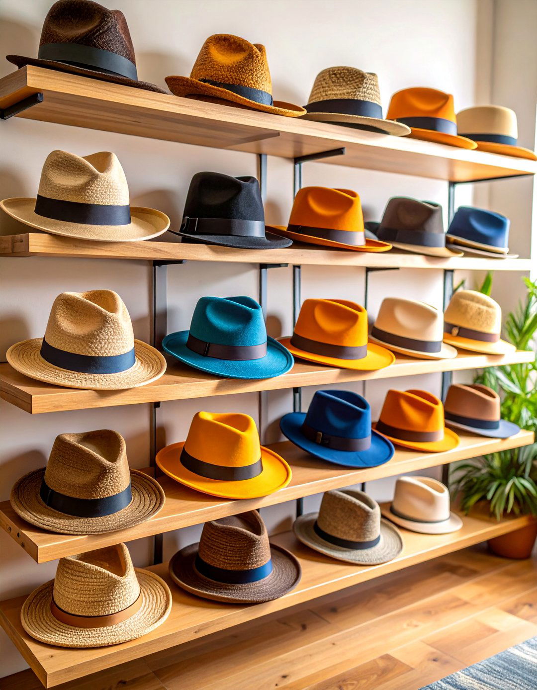 Floating Shelf Hat Display Wall - 25 Hat Storage Ideas