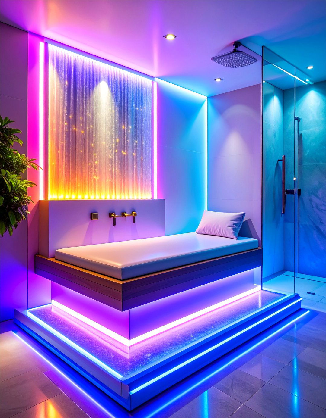 Floating Shower Bench Accent Lighting - 25 Shower Lighting Ideas