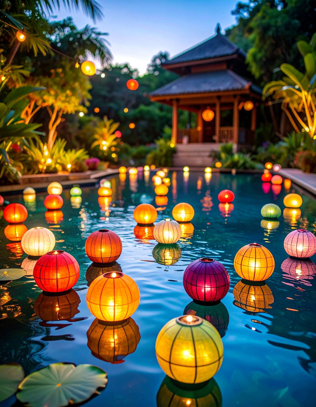 Floating Solar Globe Lights for Pool and Pond Features - 25 Outdoor Lighting Ideas