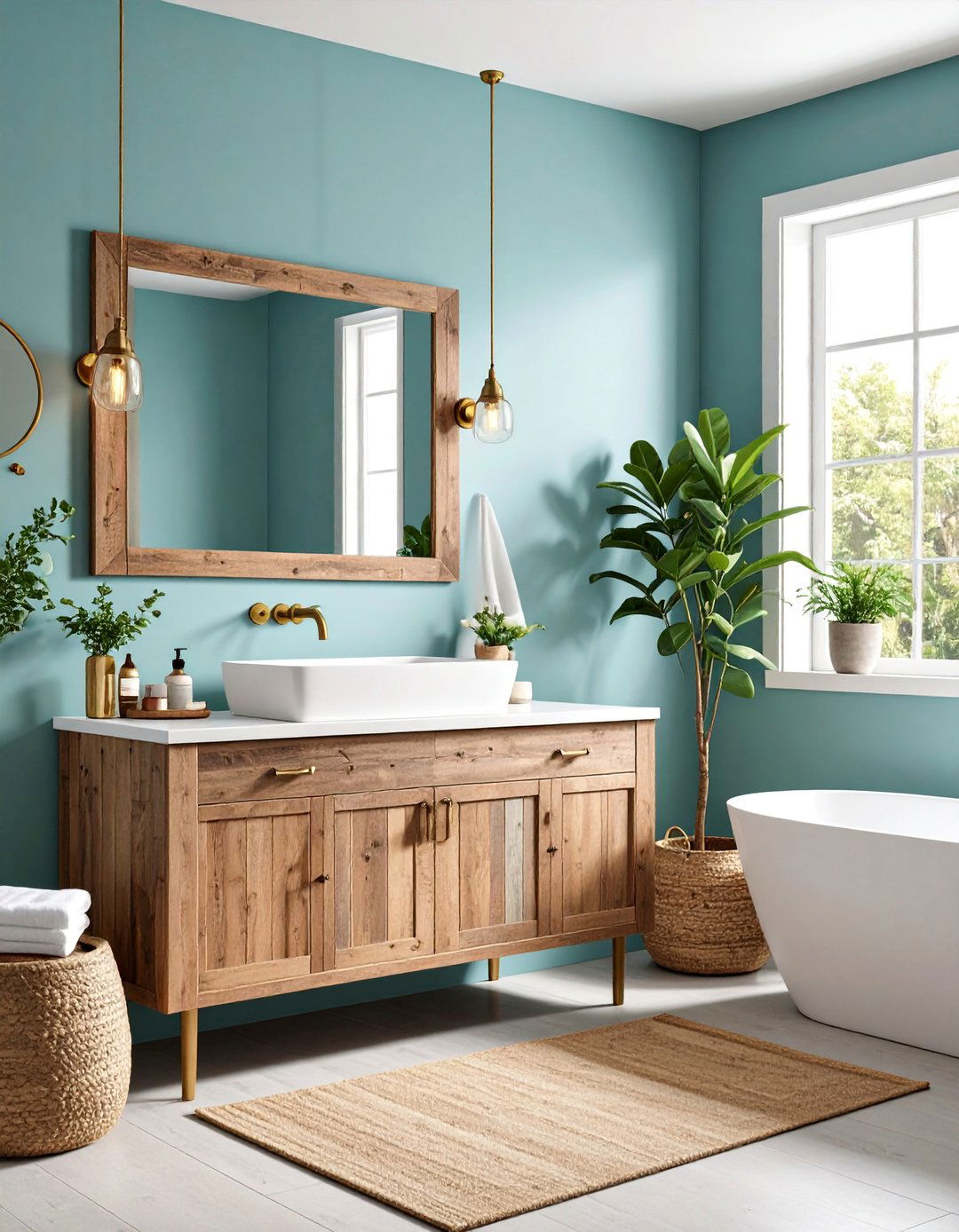 Floating Vanity Bathroom with Reclaimed Wood - 25 Modern Farmhouse Bathroom Ideas