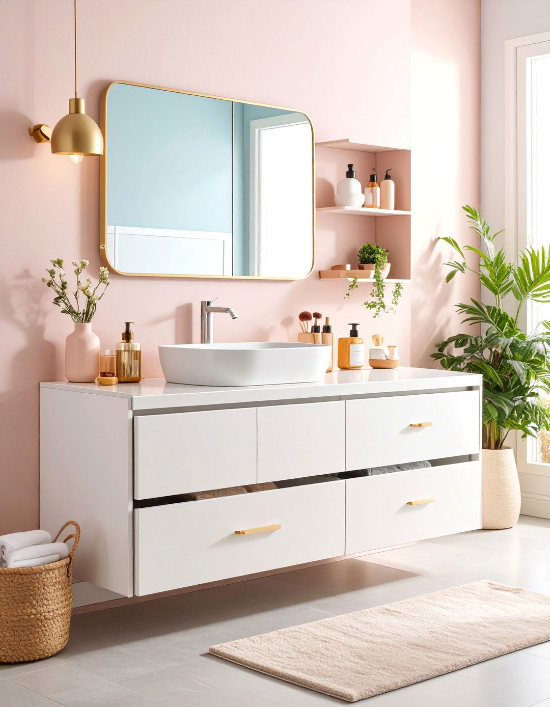 Floating Vanity with Built In Drawer Organizers - 25 Bathroom Storage Ideas