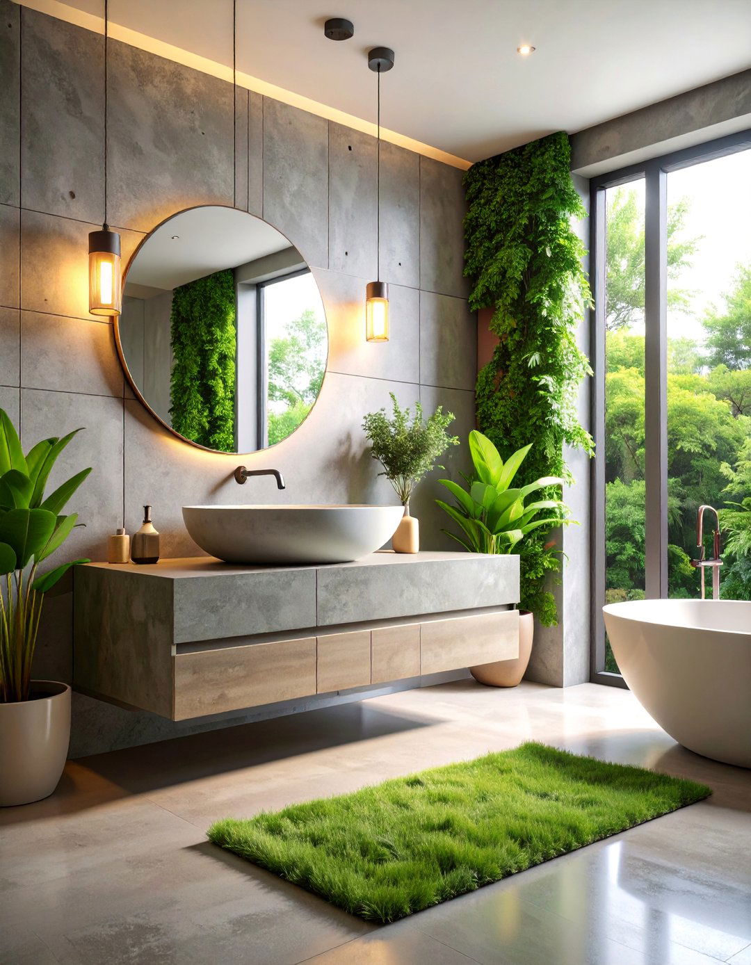 Floating Vanity with Integrated Concrete Vessel Sink - 25 Floating Vanity Bathroom Ideas