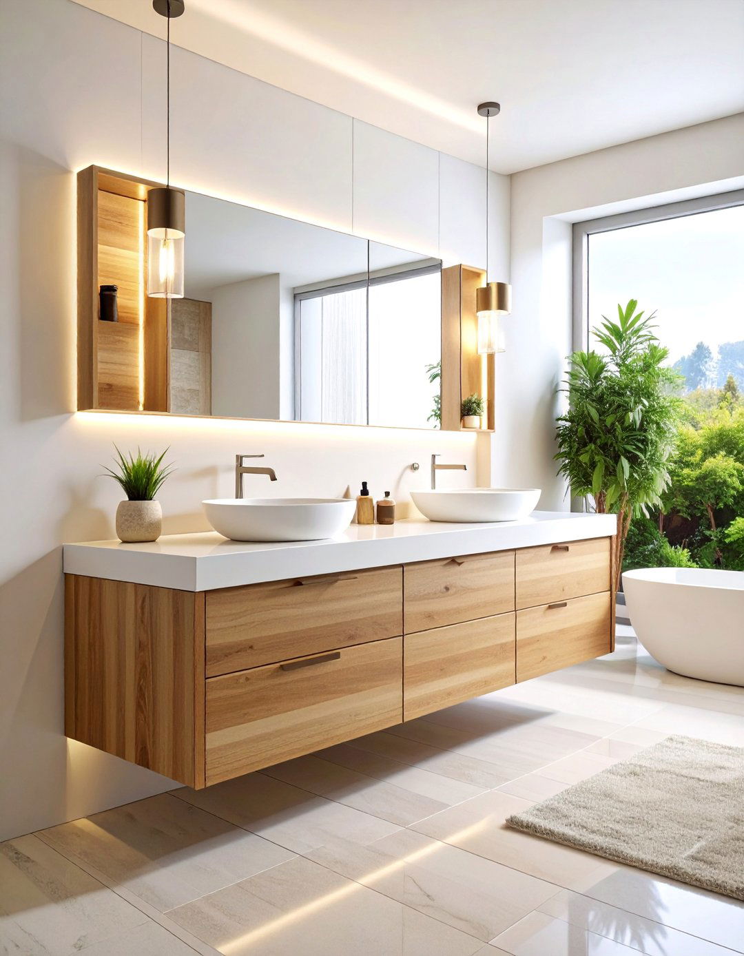 Floating Vanity with Integrated Storage - 25 Bathroom Furniture Ideas