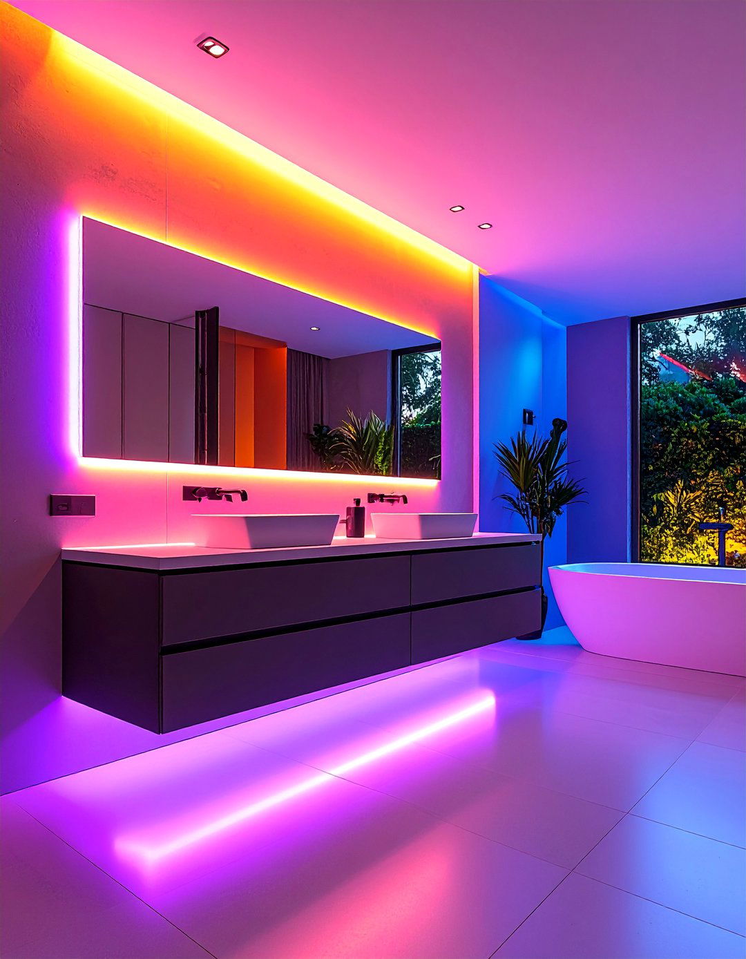 Floating Vanity with LED Backlighting - 25 Small Bathroom Vanity Ideas
