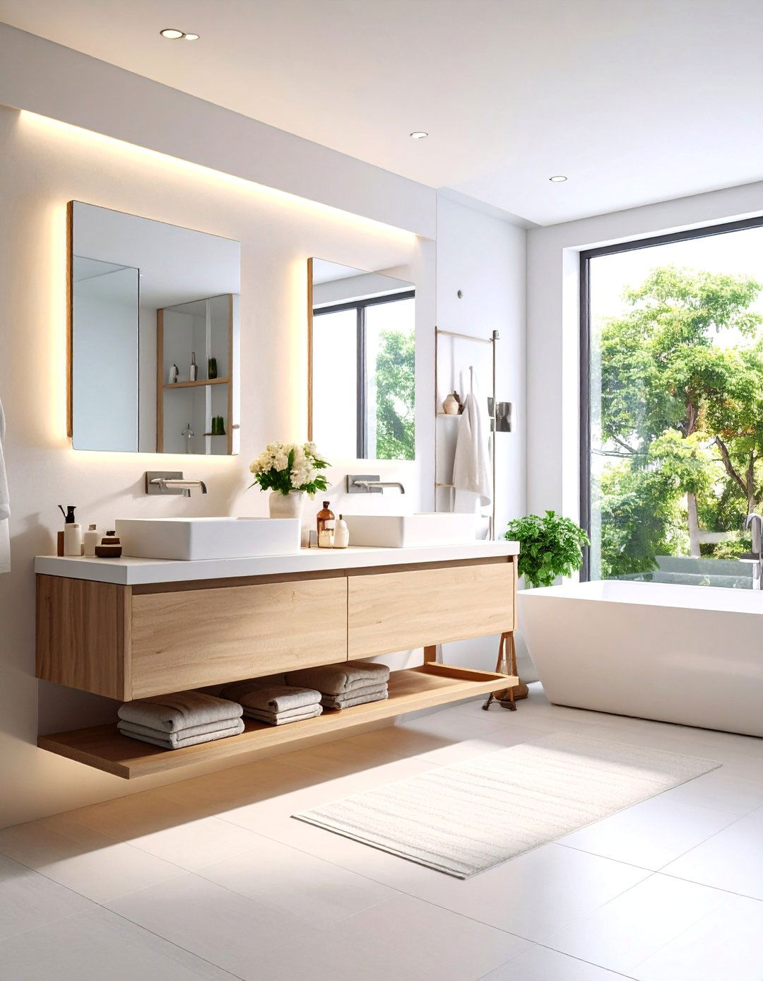 Floating Vanity with Wheelchair Accessible Storage - 25 Handicap Bathroom Ideas