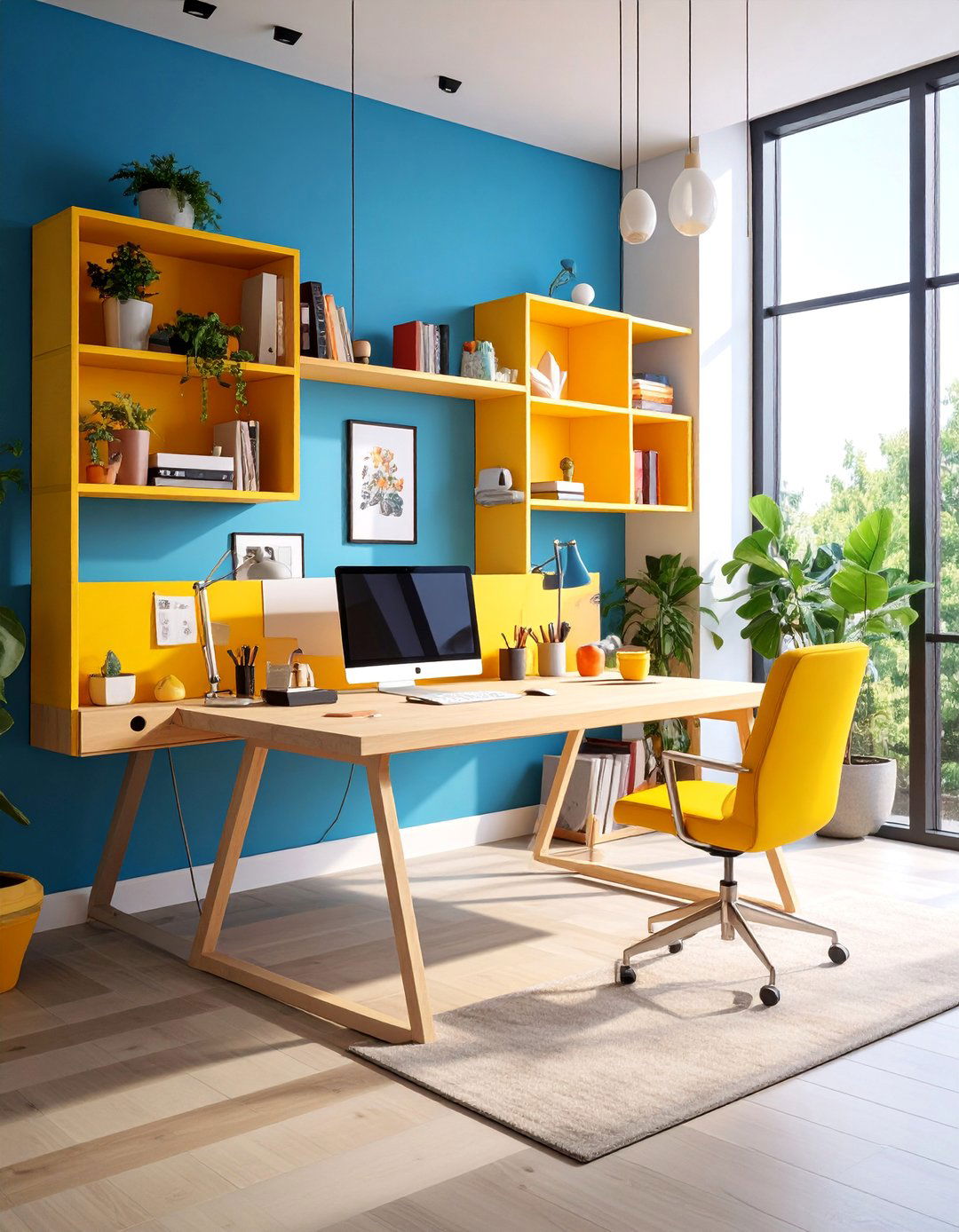 Floating Wall Mounted Desk System with Shelving - 25 Studio Furniture Ideas