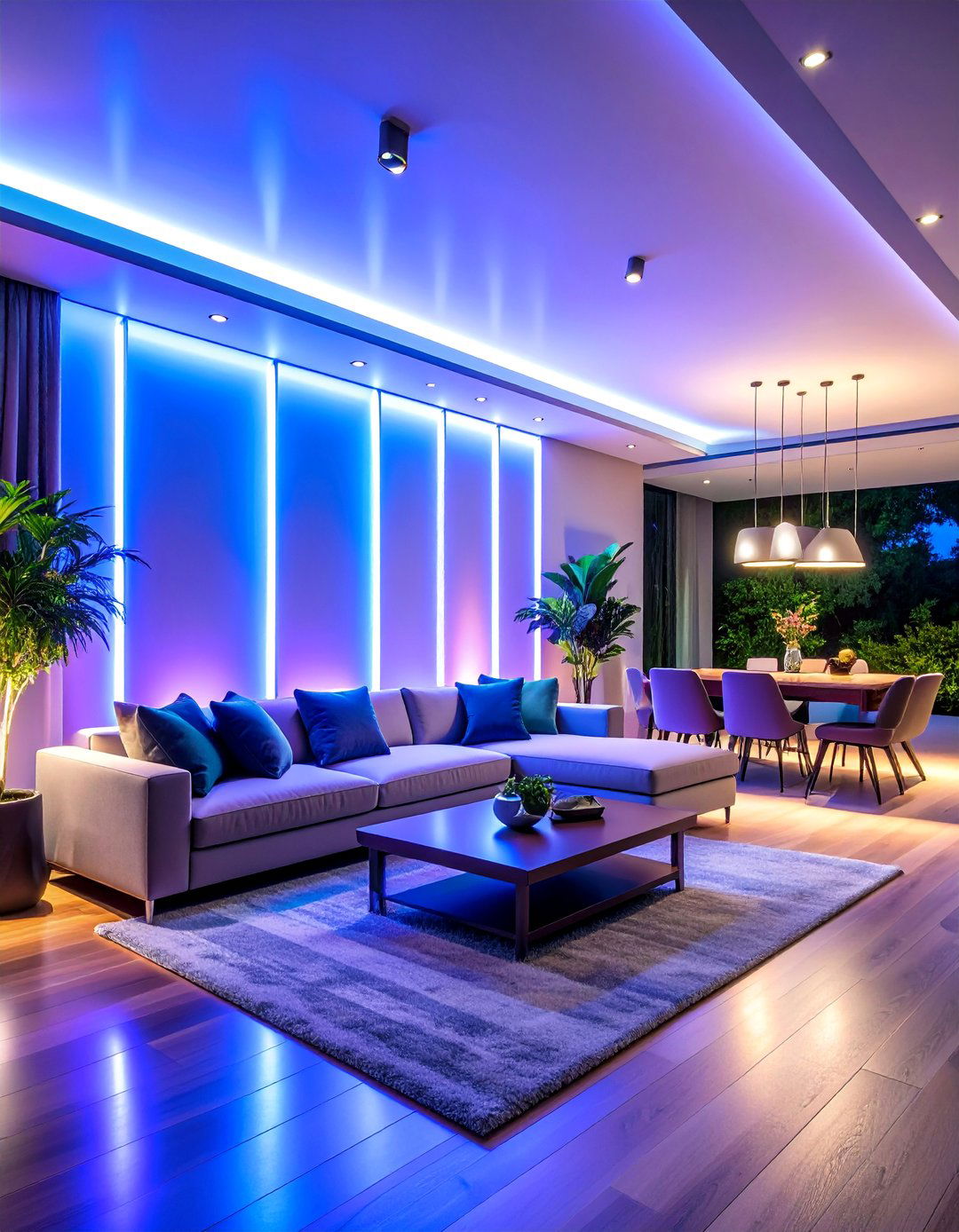 Floating Wall Mounted Linear LED Fixtures - 25 Living Room Wall Lighting Ideas